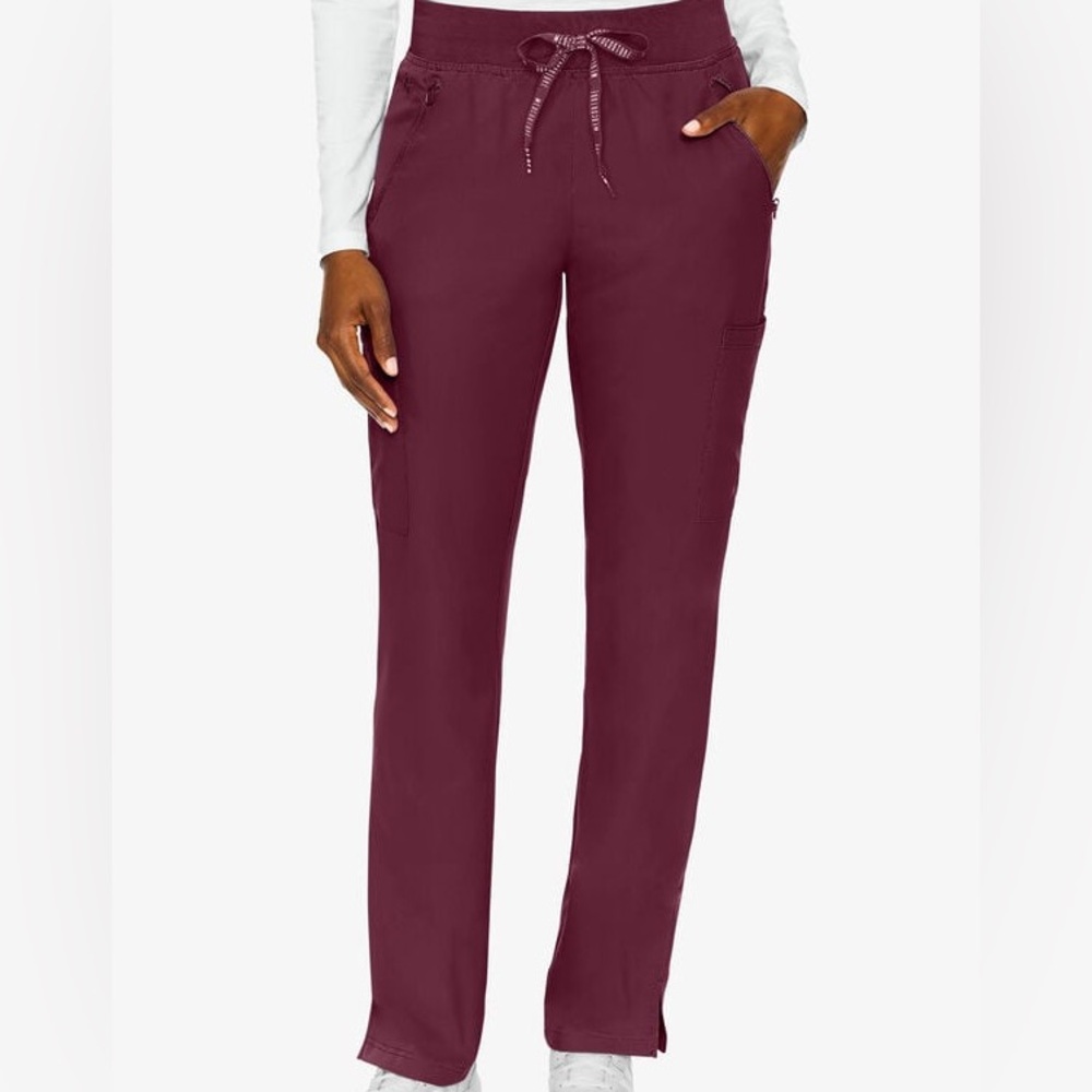 Med Couture Wine Straight Leg Scrub Pants